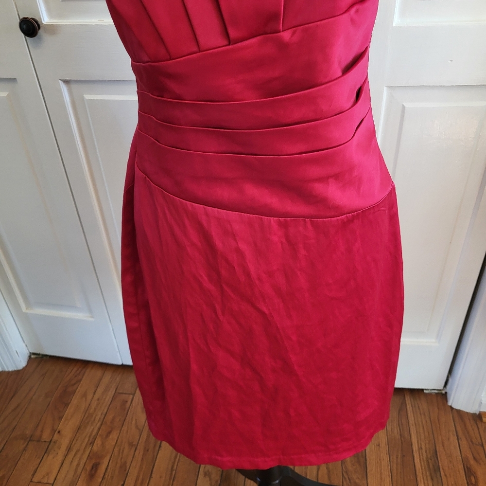 Roulette Red Strapless Ruffled Dress 10 Cocktail Party Wedding Guest Prom Formal - Picture 3 of 5